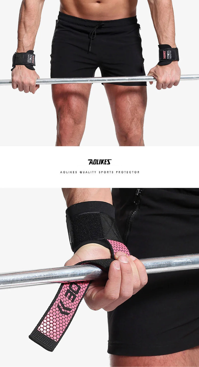 AOLIKES Weightlifting Wrist Straps Strength Training Adjustable Non-slip Gym Fitness Lifting Strap Wrist Support Grip Band