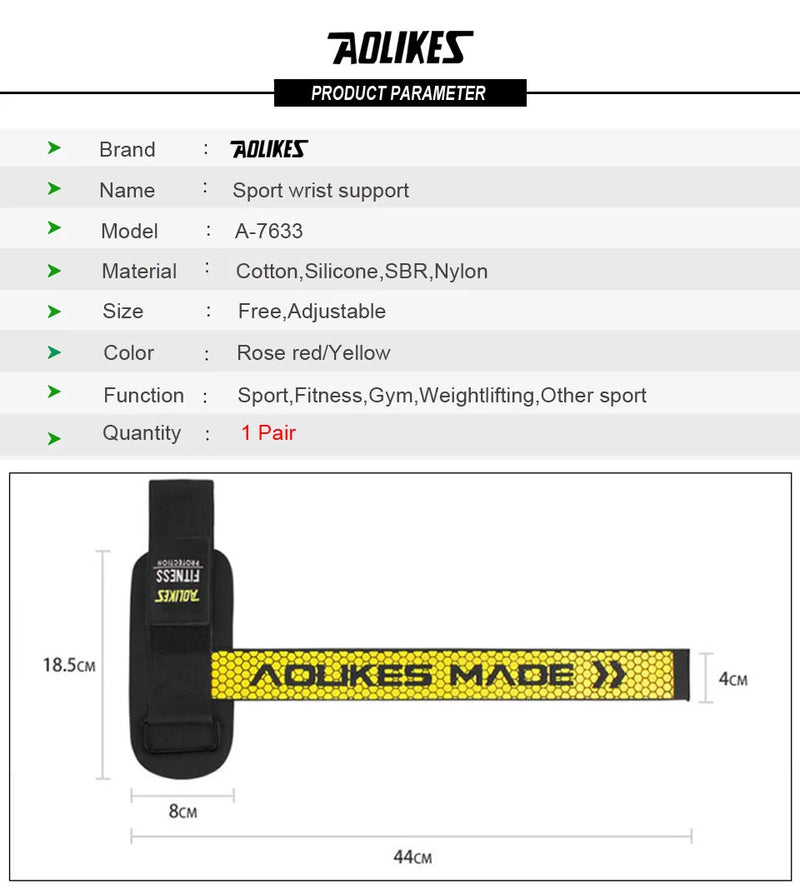 AOLIKES Weightlifting Wrist Straps Strength Training Adjustable Non-slip Gym Fitness Lifting Strap Wrist Support Grip Band