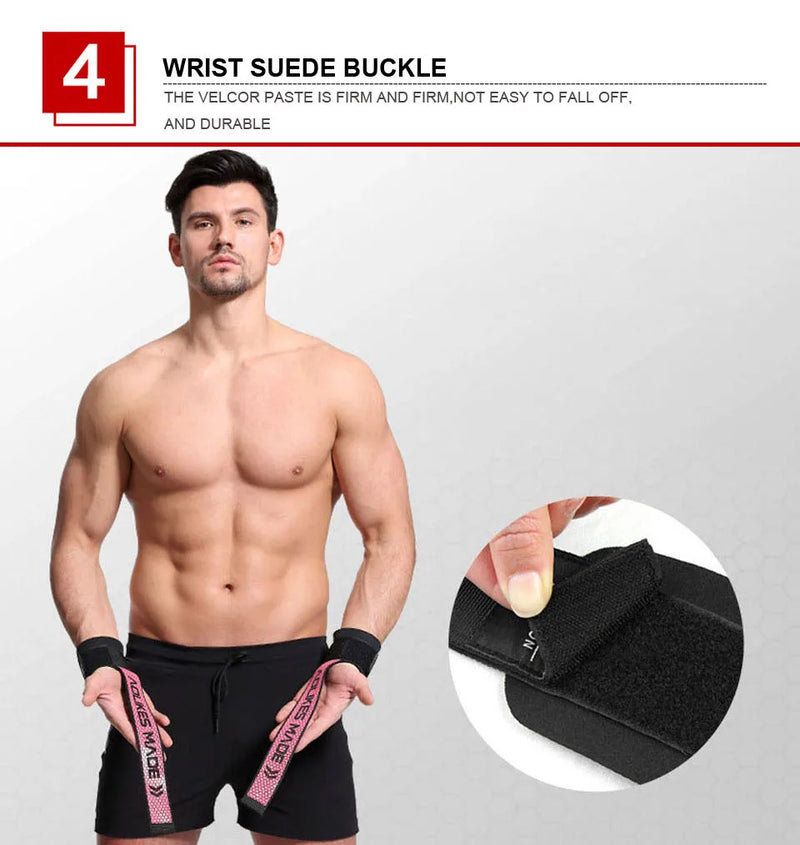 AOLIKES Weightlifting Wrist Straps Strength Training Adjustable Non-slip Gym Fitness Lifting Strap Wrist Support Grip Band