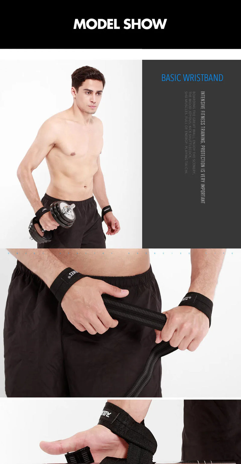 AOLIKES Weightlifting Wrist Straps Strength Training Adjustable Non-slip Gym Fitness Lifting Strap Wrist Support Grip Band
