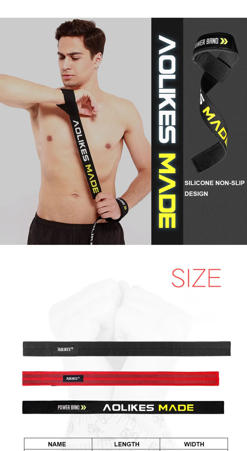 AOLIKES Weightlifting Wrist Straps Strength Training Adjustable Non-slip Gym Fitness Lifting Strap Wrist Support Grip Band
