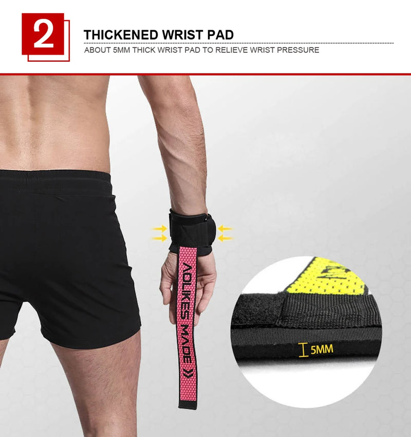 AOLIKES Weightlifting Wrist Straps Strength Training Adjustable Non-slip Gym Fitness Lifting Strap Wrist Support Grip Band