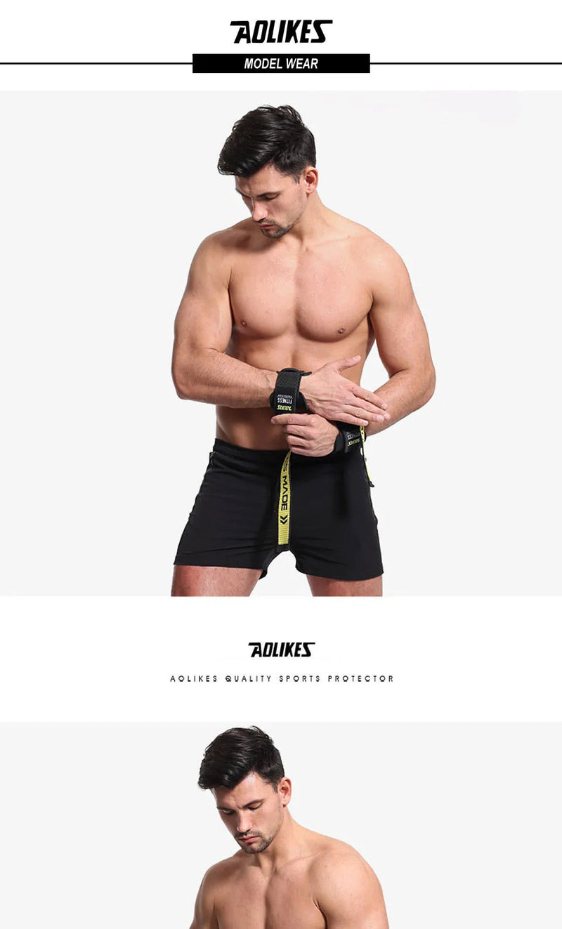 AOLIKES Weightlifting Wrist Straps Strength Training Adjustable Non-slip Gym Fitness Lifting Strap Wrist Support Grip Band