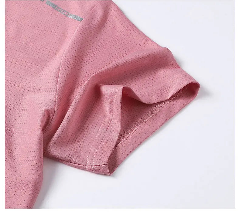 Women Running T-Shirt Reflective High Elastic Breathable Running Sports T-Shirt Summer Quick-Drying Ice Silk Cool Short Sleeves
