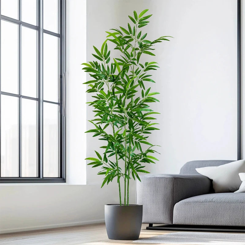 Artificial Green Bamboo PU+PVC Non-fading Light Luxury Demolition Bamboo Indoor and Outdoor Courtyard Decoration 1.2M To 2.4M