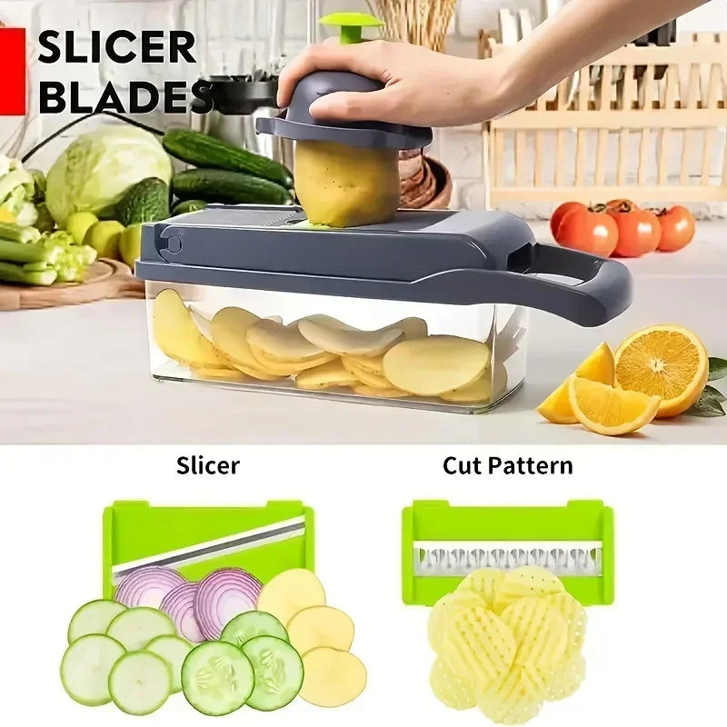 14/16 in 1 Handle Multifunctional Vegetable Chopper Food Grate Food Chopper Vegetable Slicer Dicer Cut Kitchen Items cocina