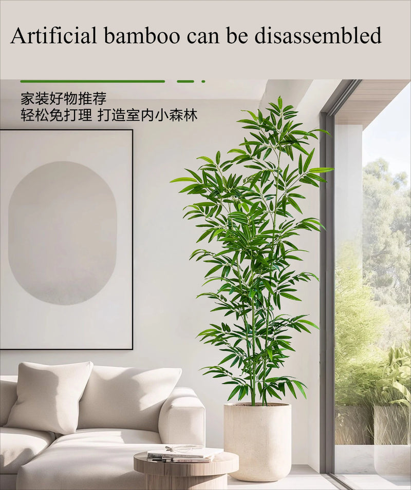 Artificial Green Bamboo PU+PVC Non-fading Light Luxury Demolition Bamboo Indoor and Outdoor Courtyard Decoration 1.2M To 2.4M