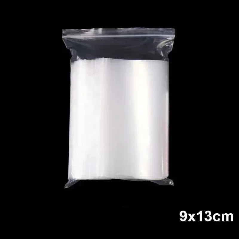 300/100PCS Transparent Zip Bags Food Jewelry Vacuum Storage Bag Plastic Thicken Reclosable Poly Bag Kitchen Organization Package