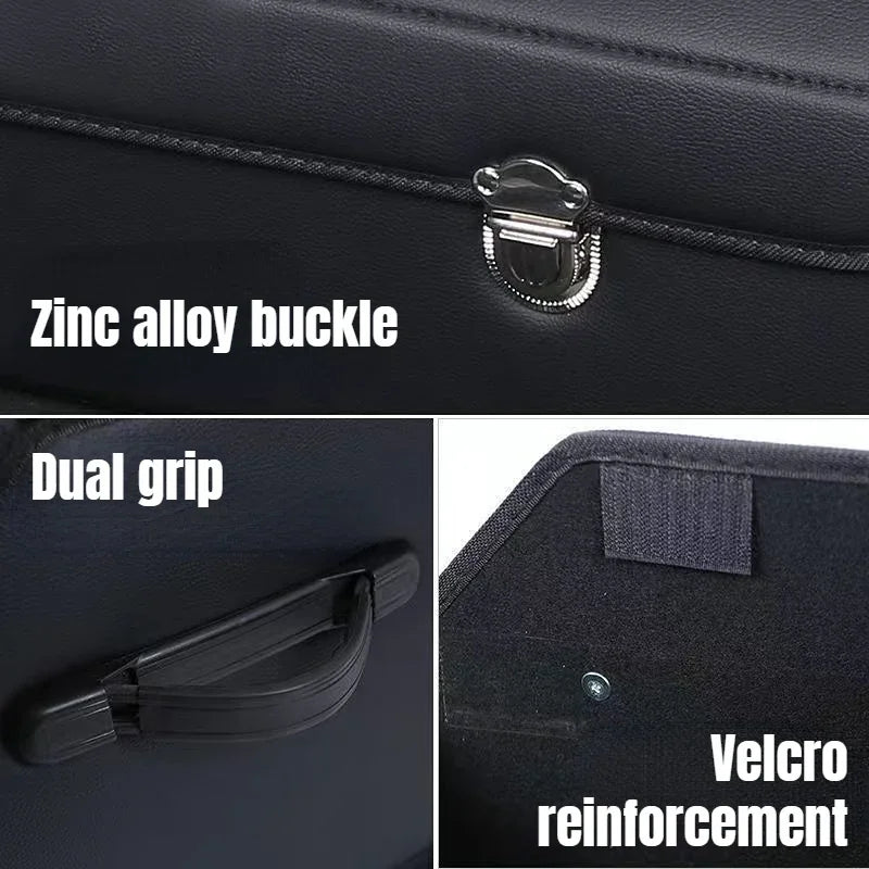 Car Trunk Organizer Organizers And Storage Suv Faux Leather Foldable Trunk Multi-Compartment Adjustable Auto Grocery Storage Box