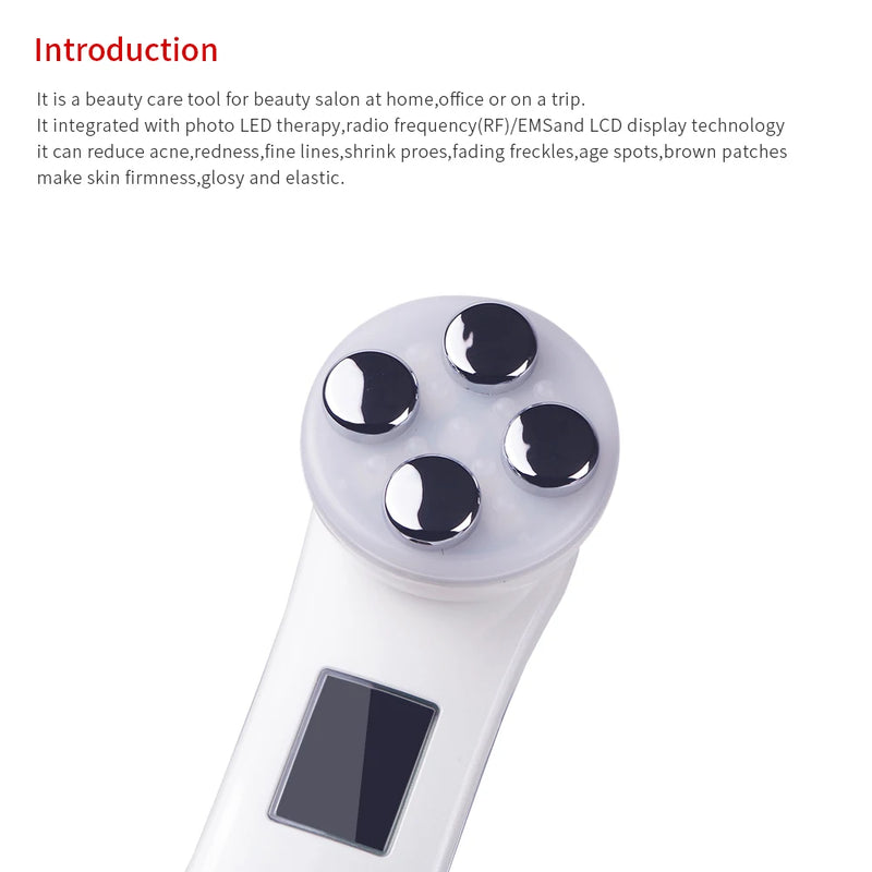 5-IN-1 RF Radio Frequency EMS Electroporation LED Photon Beauty Device Skin Lifting Tighten Anti-Wrinkle Skin Care Face Massager