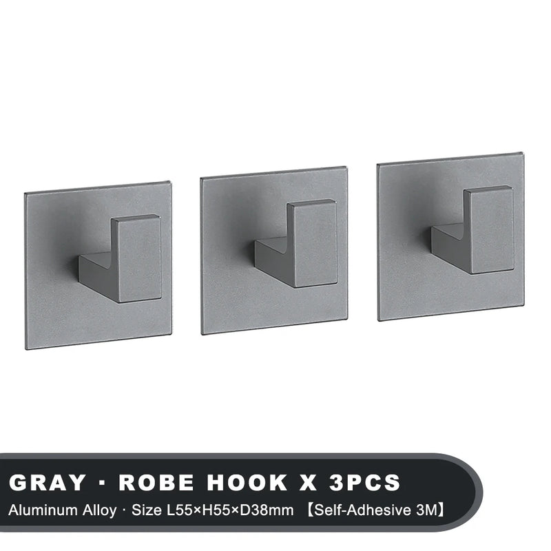 1-4Pcs Strong Adhesive Wall Hook Sticker Hanging Coat Rack Clothes Hanger Shower Robe 3M Hook Kitchen Bathroom Towel hooks Black