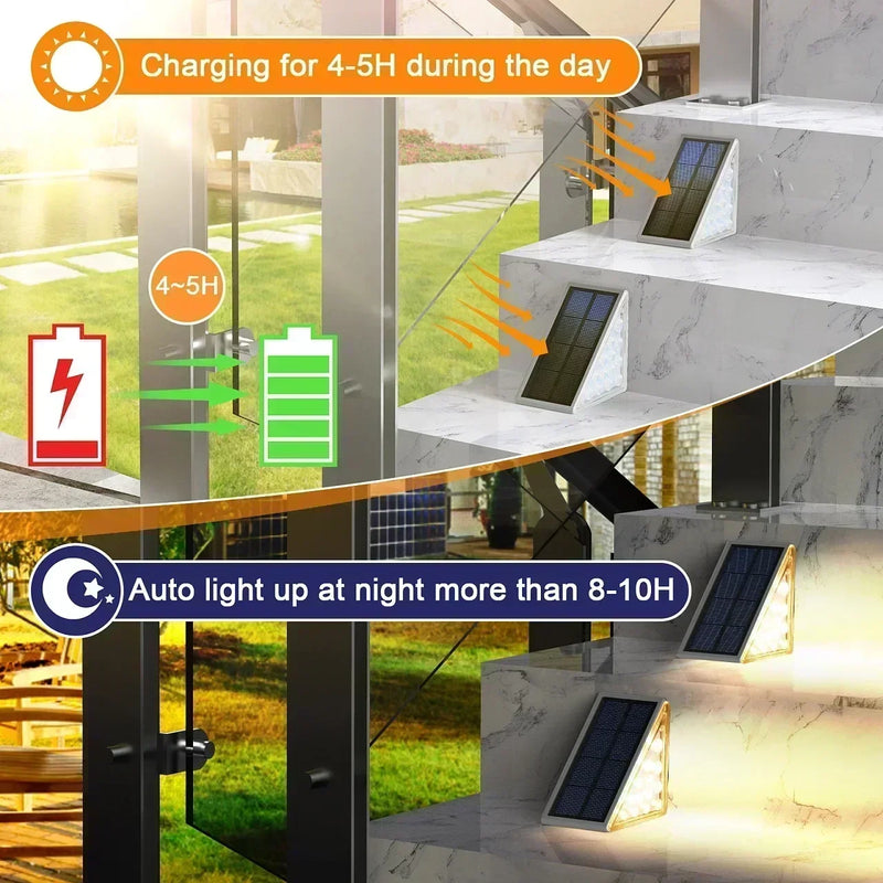 Solar Stair Lights Solar Step Light Outdoor Anti-theft Waterproof IP67 Decor for Garden Stair Deck Front Porch and Patio