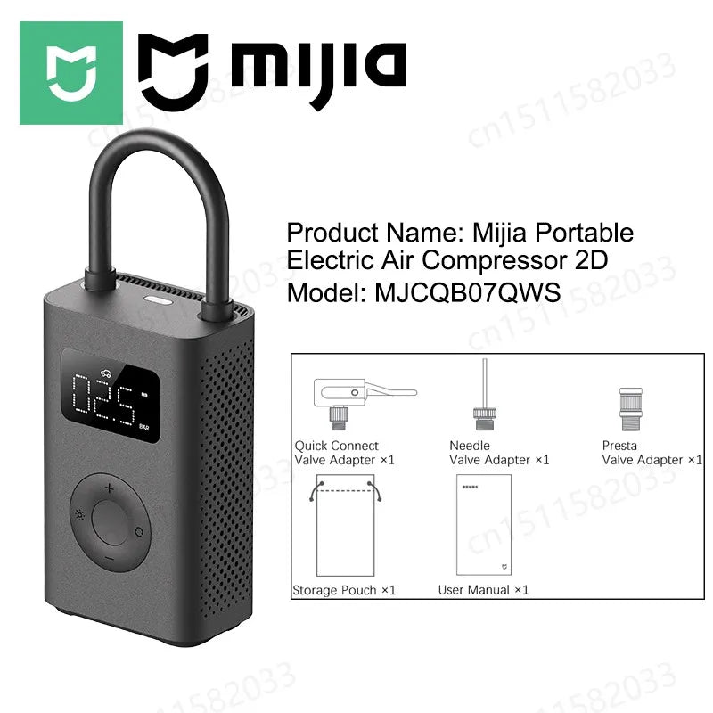 XIAOMI MIJIA 100% Original Portable Air Compressor 2,150psi,Preset Pressure Stop When Full,Air Pump,6 Mode,Lightweight Electric