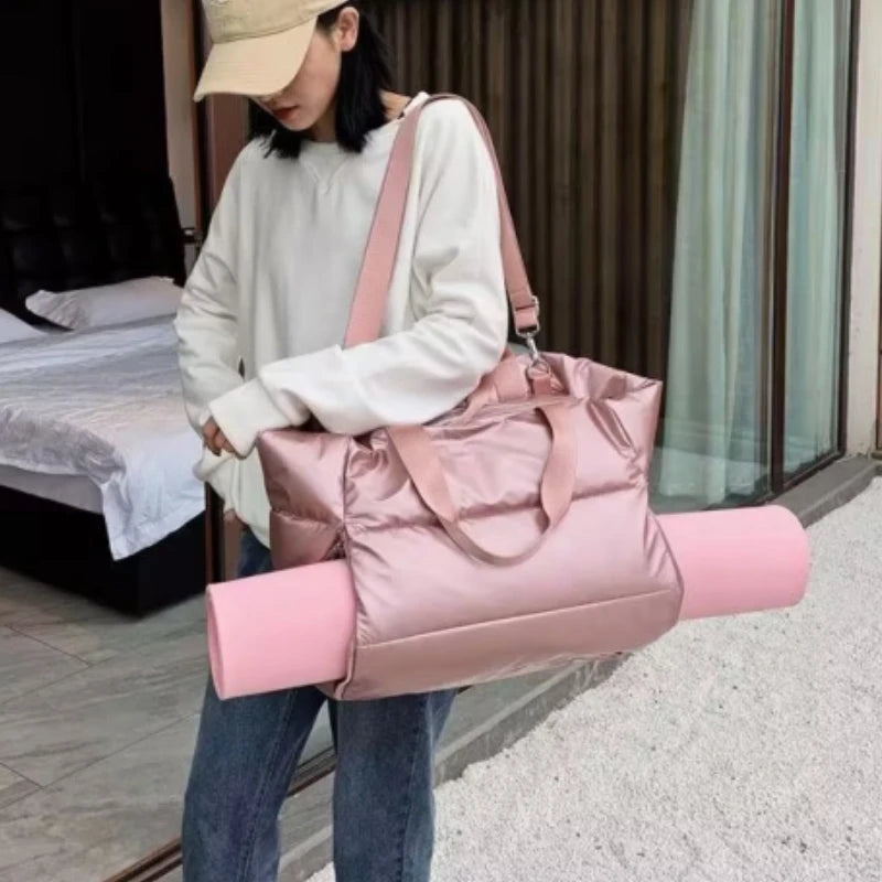 Yoga Mat Bag Women Gym Bag Tote Fitness Sports Large Capacity Travel Shoulder Bag Zipper Storage Bags Winter Ladies Wet Dry Pack