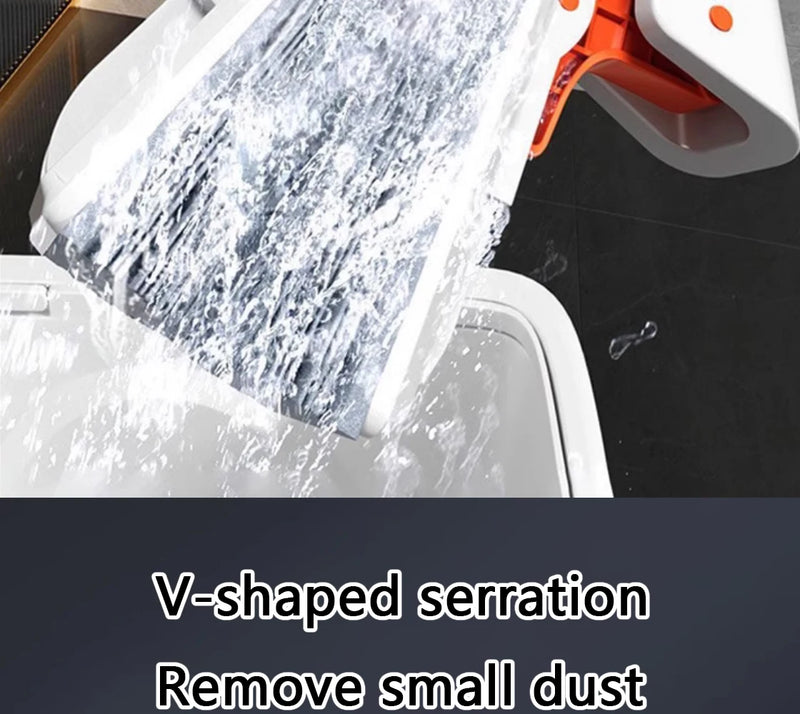 Squeezed Self Draining Rubber Cotton Mop Hand Free Magic Self-Cleaning Flat Mop Reusable Sponge Household Floor Cleaning Tool