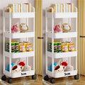 Bookshelf Storage Trolley Mobile Kitchen Organizer Cart With Wheels Multi-Layer Bathroom Shelves Household Snacks Storage Rack