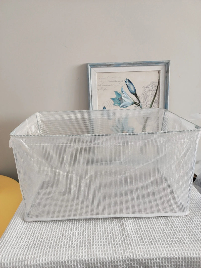 8PCS Storage Box Transparent Foldable Stackable Organizers with Steel Frames and Reinforced Handles for Clothes Books Sundries