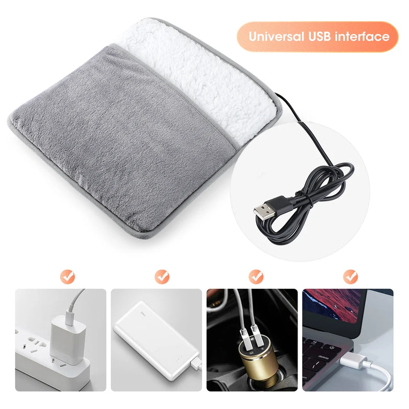 Electric Heating Pad Foot Warmer Soft Plush Thermal Blanket Foot Warming Mat Washable Household Office Heating Mat Health Care