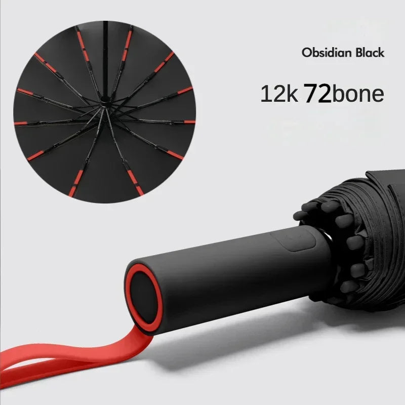 Windproof Strong Automatic Folding Umbrella 72 Reinforced Fiberglass Ribs, UV 50+ Sun & Rain Protection Umbrellas for Men Women