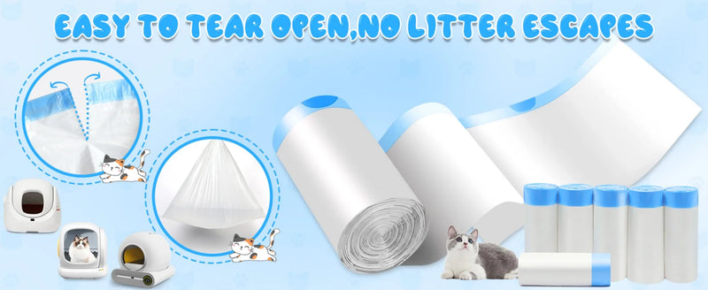 90 Count Cat Litter Bags for Automatic Litter Box Extra-Thick Cat Litter Box Liners for MeoWant/catlink/Tonepie Toilette