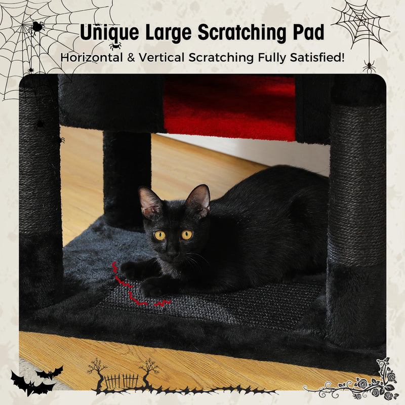184cm Large Cat Tree and Tower for Indoor Cats With Sisal-Covered Scratching Posts Spacious Hammock Padded Perches and Condos
