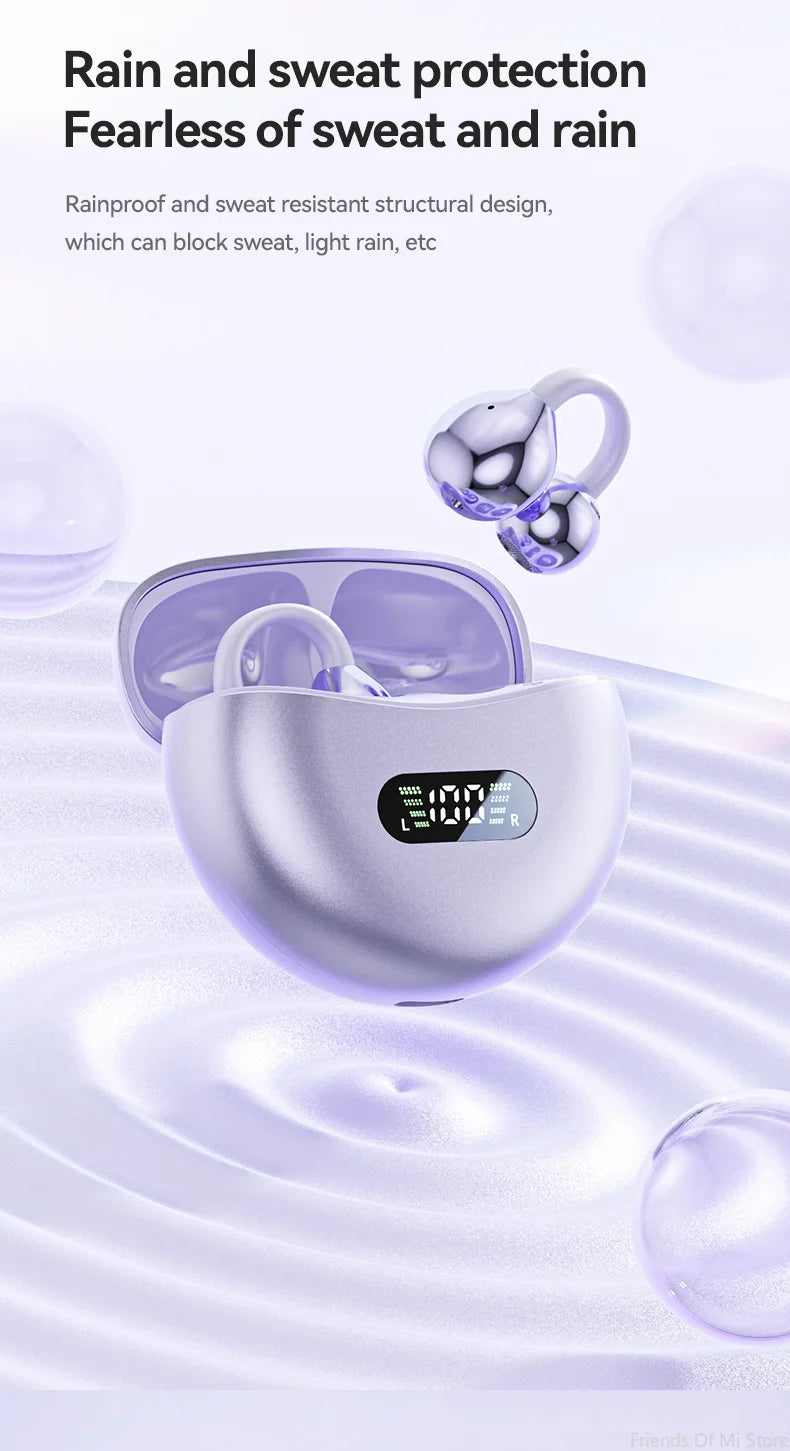 Xiaomi Bone Conduction Earbuds HIFI Bluetooth 5.4 Wireless Clip on Ear With Digital Display Waterproof Sport Headsets With Mic