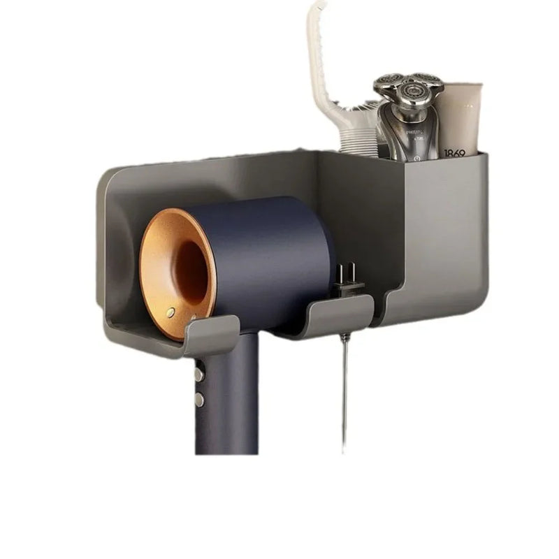 1 Wall Mounted Hair Dryer Bracket Bathroom Shelves Punch-free Drilling Storage Rack Space Saving Care Tools No Punching Air Duct