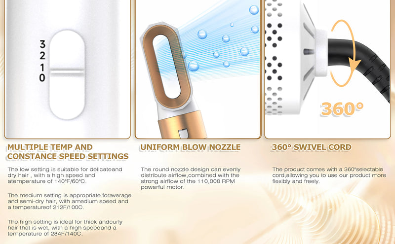 5 in 1 Hair Dryer Hot Comb Set Professional Curling Iron Hair Straightener Styling Tool  Airwrap Hair Dryer Household