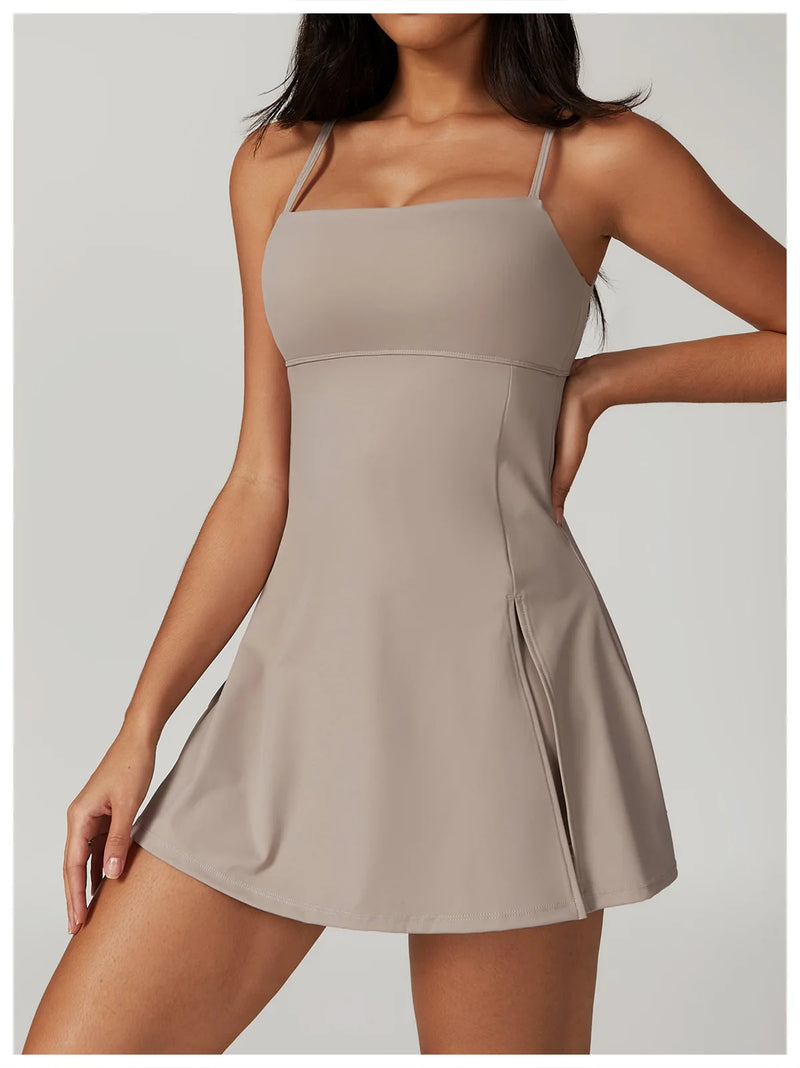 Women's Yoga Rompers Backless One Piece Tummy Control Dress Jumpsuit Padded Sports Bra Romper Fashion Fitness Sportwear