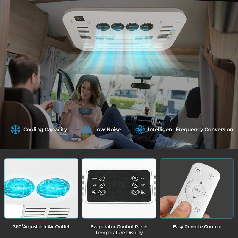 12V 24V RV Air Conditioner Rooftop Air Conditioner for Cooling Easy-to-install RV DC Unit for RVs Camper Trucks CaravanEtc.