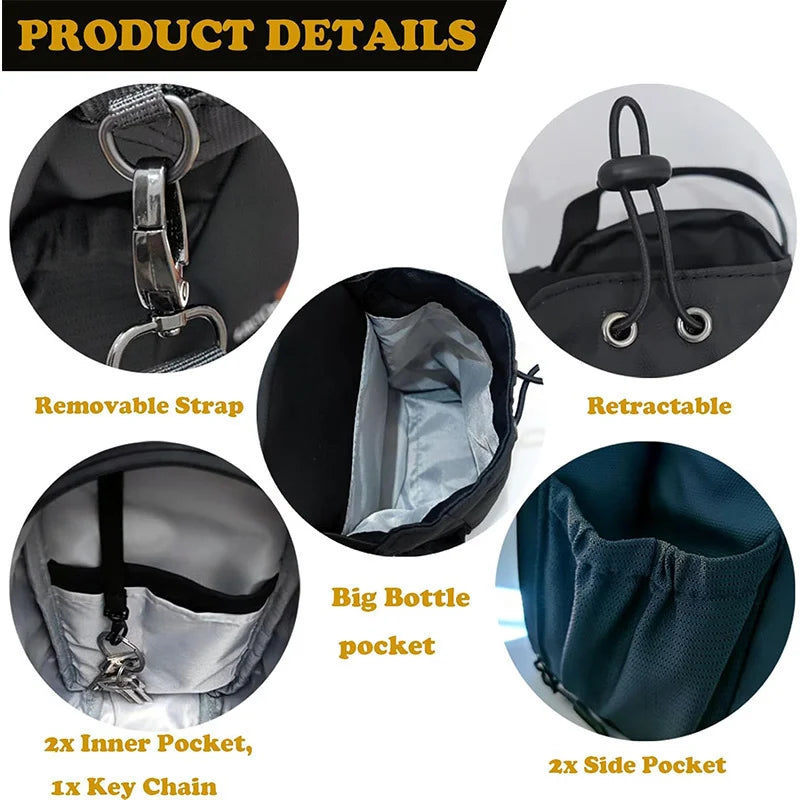 Gym Water Bottle Magnetic Bag-Ultra-Light Water-Resistant, Multi-Way Wear with Adjustable Straps for Fitness