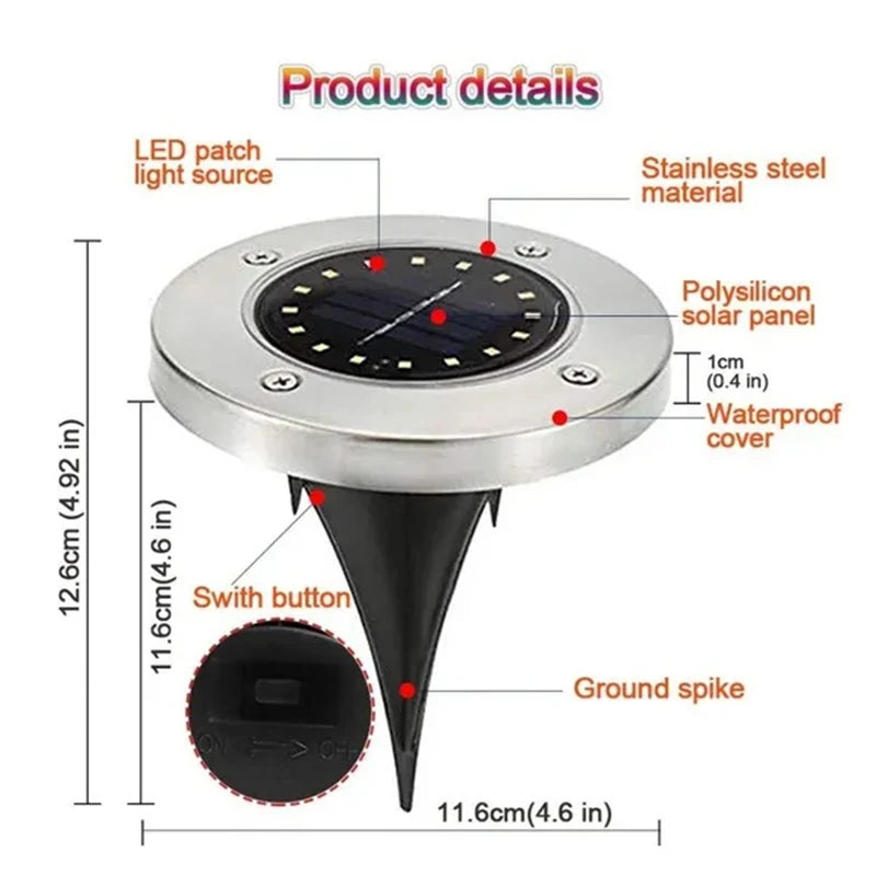1/4/8Pack Solar Lights Outdoor 8/20LEDs Disk Underground Lamp Spotlight Buried Solar Light for Home Garden Lawn Yard Decoration