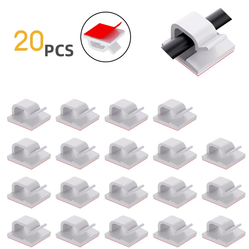10/20/50/100pcs Cable Clips, Adhesive Cable Organizer Cord Holder, Durable Strong Cable Wire Management for Car, Office and Home