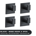 1-4Pcs Strong Adhesive Wall Hook Sticker Hanging Coat Rack Clothes Hanger Shower Robe 3M Hook Kitchen Bathroom Towel hooks Black