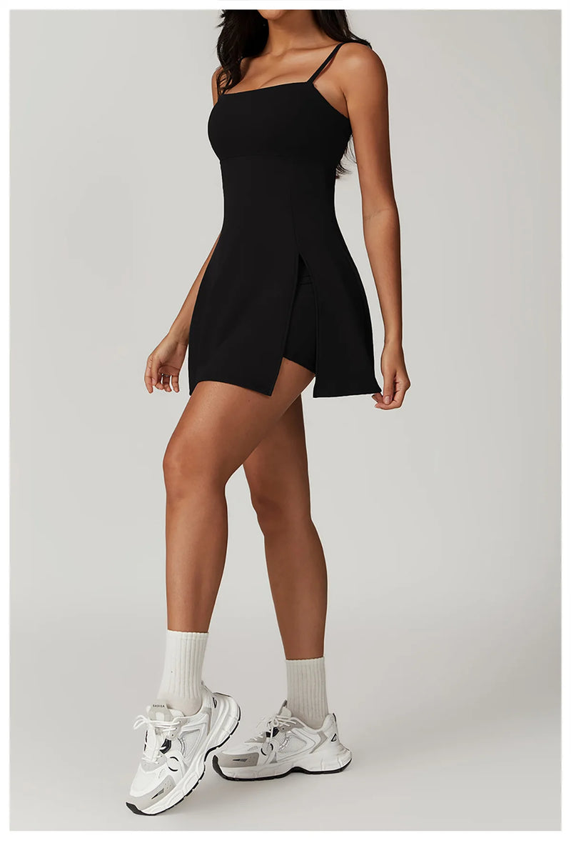 Women's Yoga Rompers Backless One Piece Tummy Control Dress Jumpsuit Padded Sports Bra Romper Fashion Fitness Sportwear
