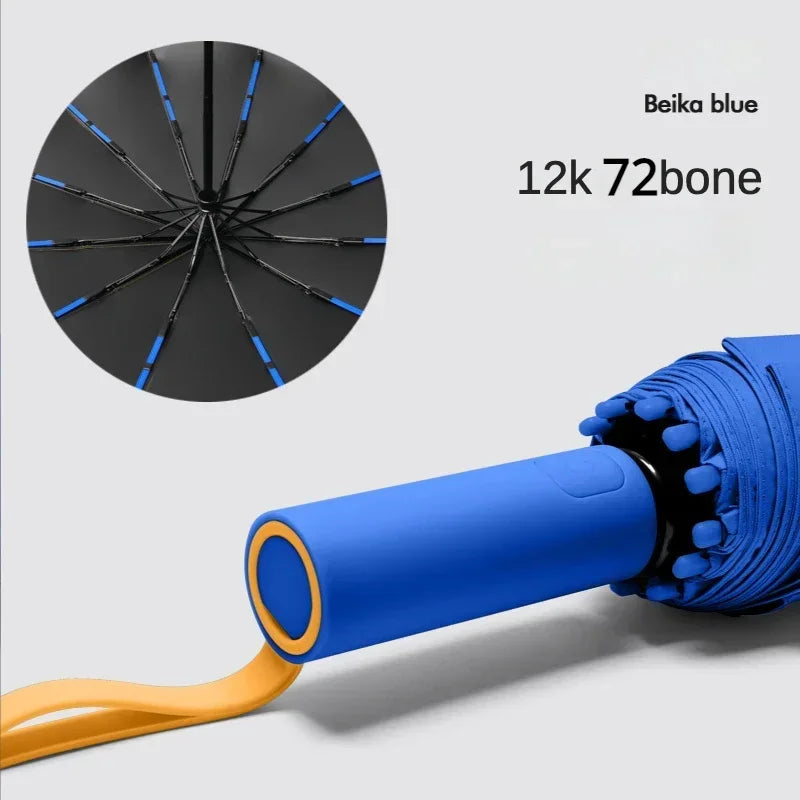 Windproof Strong Automatic Folding Umbrella 72 Reinforced Fiberglass Ribs, UV 50+ Sun & Rain Protection Umbrellas for Men Women