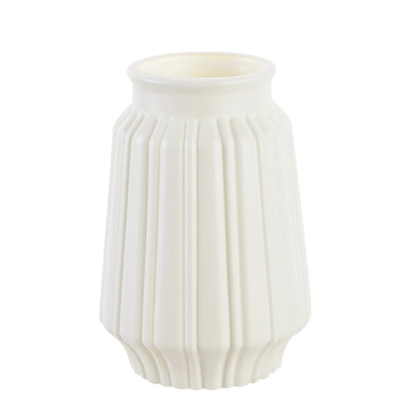 Plastic Vase Home for Decoration White Imitation Ceramic Flower Pot Plants Basket Nordic Wedding Decorative Dining Table Bedroom