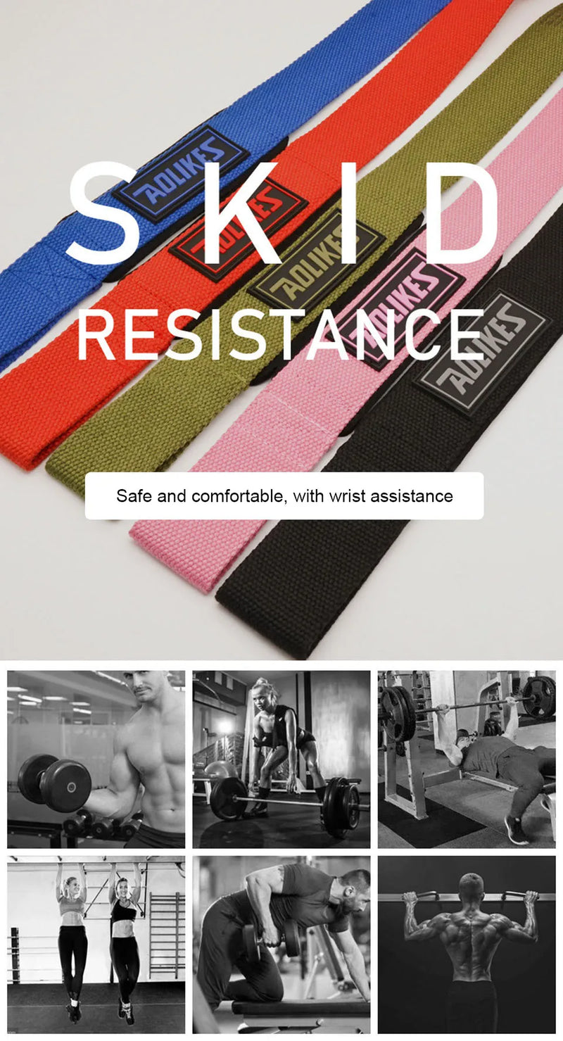 AOLIKES Weightlifting Wrist Straps Strength Training Adjustable Non-slip Gym Fitness Lifting Strap Wrist Support Grip Band
