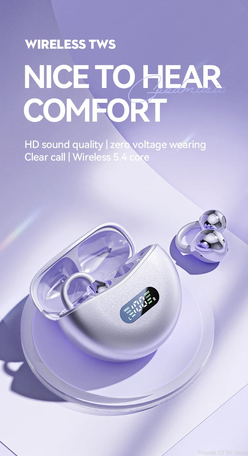 Xiaomi Bone Conduction Earbuds HIFI Bluetooth 5.4 Wireless Clip on Ear With Digital Display Waterproof Sport Headsets With Mic