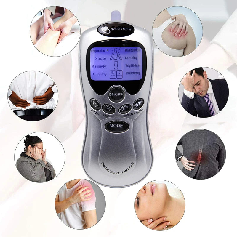 8 Model Electric body massager with adjustable dry battery power supply suitable for full body equipped W/ 4 patch replacements