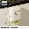 9L/12L Cartoon Hanging Trash Can With Lid Large Capacity No-Drill Wall Mounted Waste Bin Kitchen Bathroom Plastic Includes Hooks