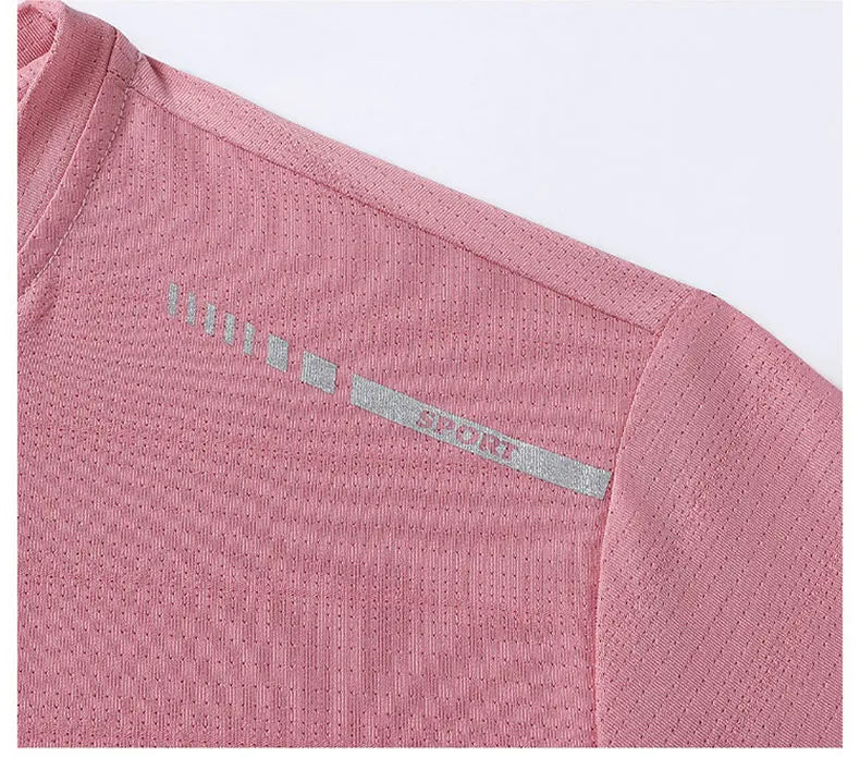 Women Running T-Shirt Reflective High Elastic Breathable Running Sports T-Shirt Summer Quick-Drying Ice Silk Cool Short Sleeves