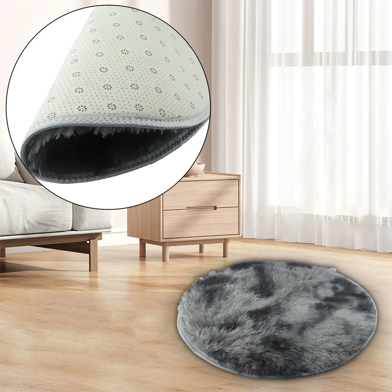 VIKAMA Super Soft Round Rug Pad White Carpet Living Room Bedroom Kids Room Play Area Floor Mats Home Decor Rugs