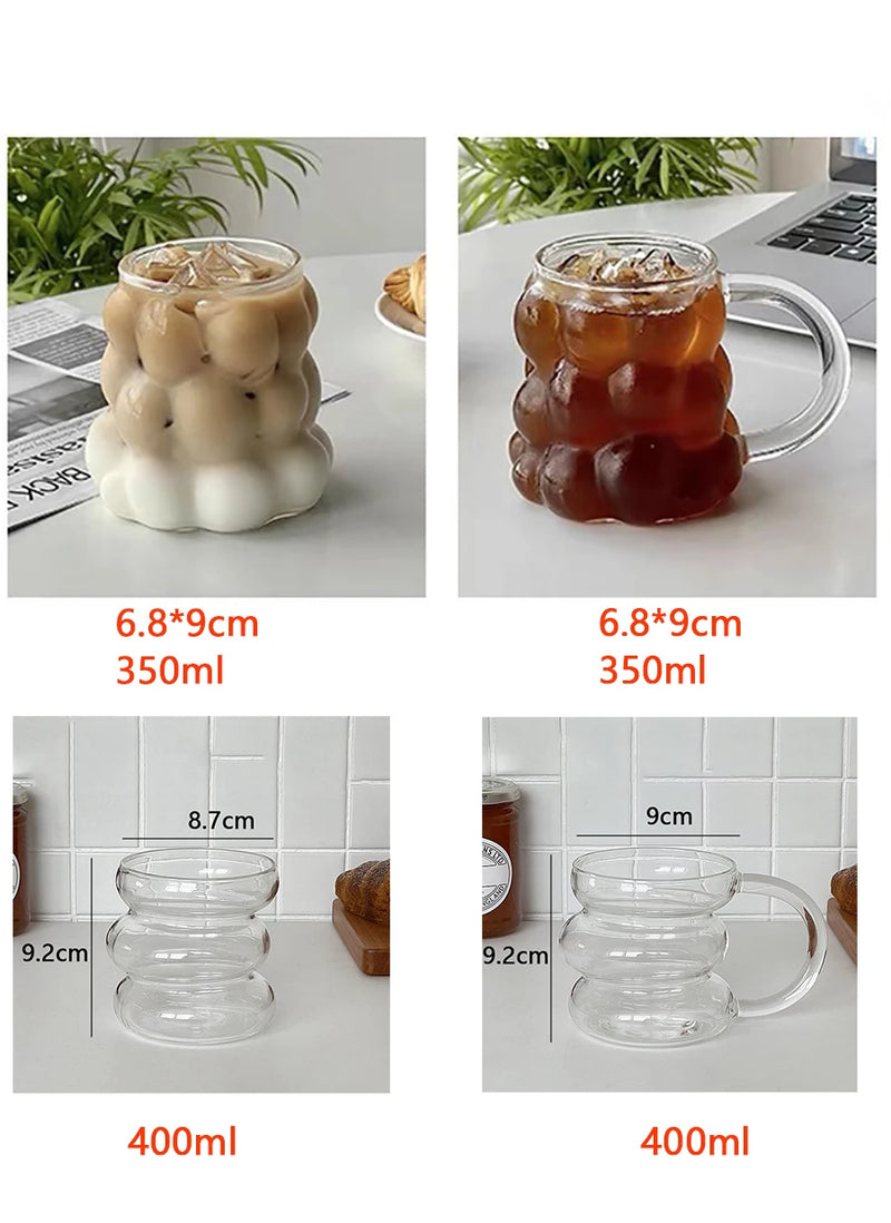 350/400ml Clear Heat Resistant Glass Coffee Mug Glass Latte Cup Milk Water Cocktail Glass Cup Dropshipping Small Niche Design