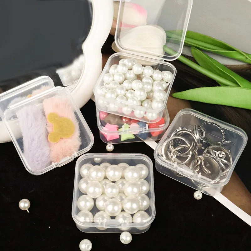 30/14x Clear Rhinestone Boxes Plastic Organizer 5D Nail Art Accessories Containers Art Craft Bead Seed Jewelry Tabletop Storage