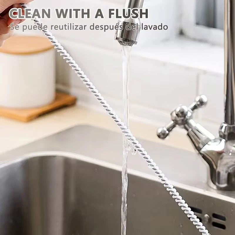 Pipe Dredging Brush Flexible Drain Brush Household Sewer Animal Pet Hair Catcher Sink Cleaning Brush for Kitchen Bathroom
