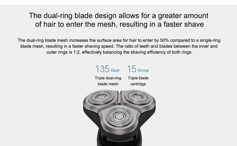 Xiaomi Mijia S500 Electric Shaver 3 Blade Men's Dry & Wet Shaving Washable Beard Shears Beard Trimmer for Mens Electric Shaver