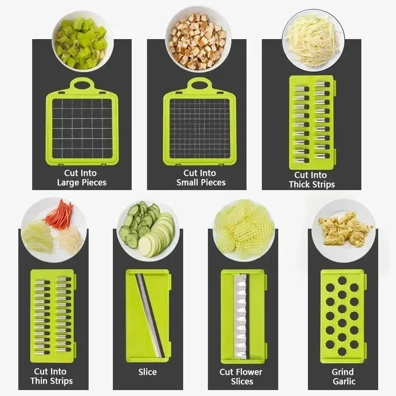 14/16 in 1 Handle Multifunctional Vegetable Chopper Food Grate Food Chopper Vegetable Slicer Dicer Cut Kitchen Items cocina