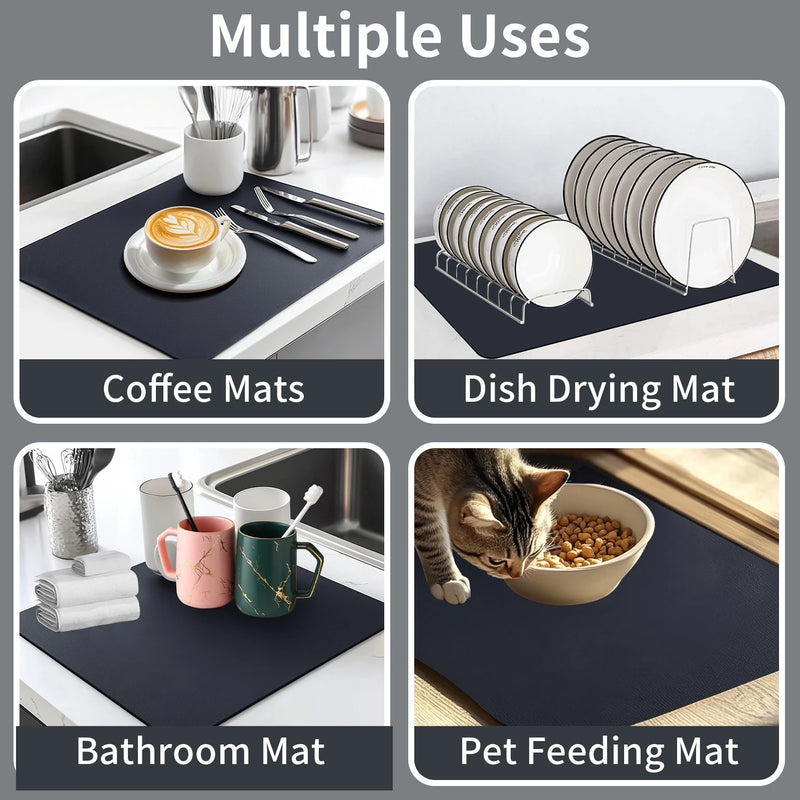 Super Absorbent Large Kitchen Absorbent Mat Antiskid Draining Coffee Dish Drying Mat Quick Dry Bathroom Drain Pad Tableware Mat