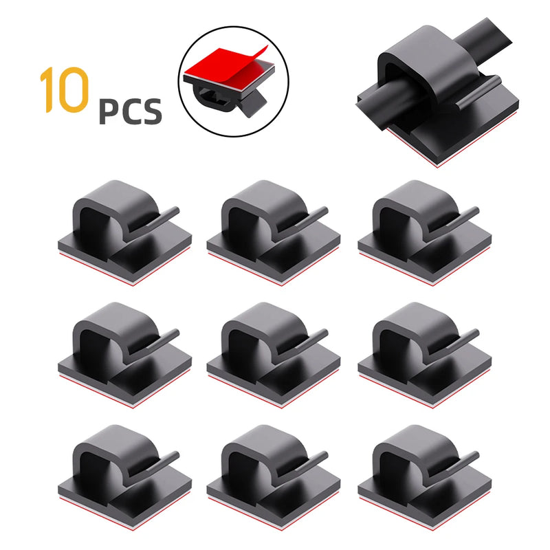 10/20/50/100pcs Cable Clips, Adhesive Cable Organizer Cord Holder, Durable Strong Cable Wire Management for Car, Office and Home